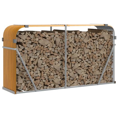 Haardhoutopslag 180x45x100 cm gegalvaniseerd staal lichtbruin 3