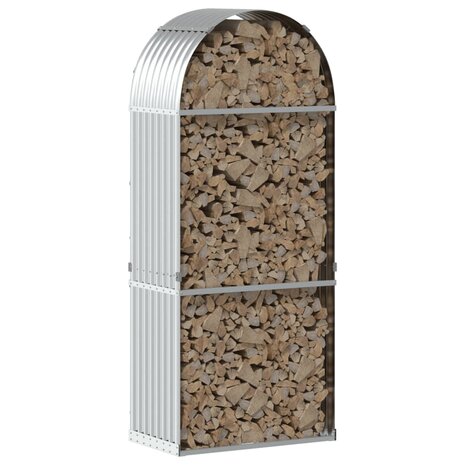 Haardhoutopslag 80x45x190 cm gegalvaniseerd staal zilverkleurig 3
