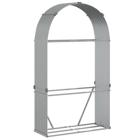 Haardhoutopslag 120x45x210 cm gegalvaniseerd staal zilverkleur 2