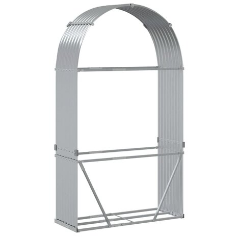 Haardhoutopslag 120x45x210 cm gegalvaniseerd staal zilverkleur 6