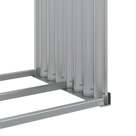 Haardhoutopslag 120x45x210 cm gegalvaniseerd staal zilverkleur 7