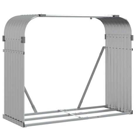 Haardhoutopslag 120x45x100 cm gegalvaniseerd staal zilverkleur 2