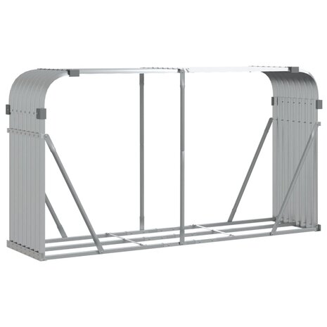 Haardhoutopslag 180x45x100 cm gegalvaniseerd staal zilverkleur 2