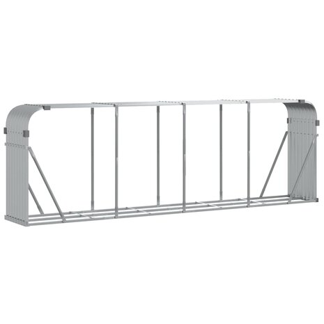 Haardhoutopslag 300x45x100 cm gegalvaniseerd staal zilverkleur 2