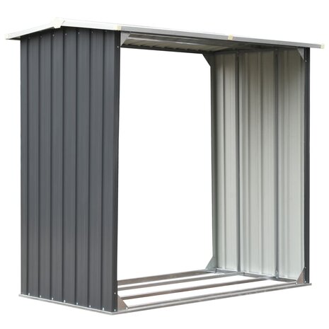 Haardhoutschuur 172x91x154 cm gegalvaniseerd staal grijs 2