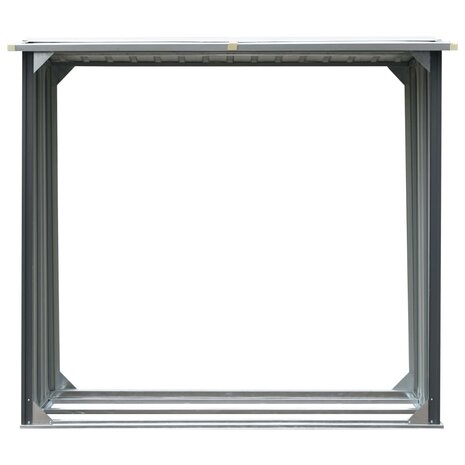 Haardhoutschuur 172x91x154 cm gegalvaniseerd staal grijs 3