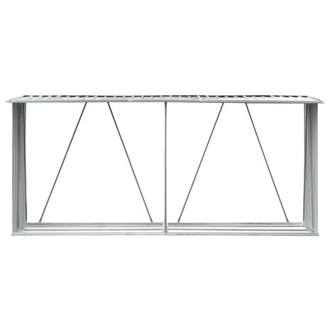 Haardhoutschuur 330x84x152 cm gegalvaniseerd staal grijs  3