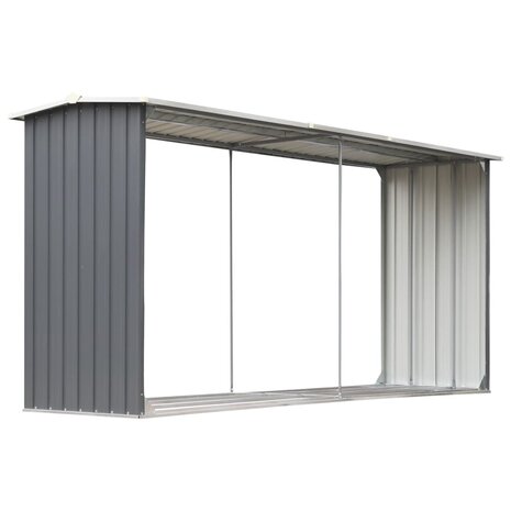 Haardhoutschuur 330x92x153 cm gegalvaniseerd staal grijs 2