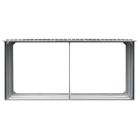 Haardhoutschuur 330x92x153 cm gegalvaniseerd staal grijs 3