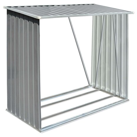 Haardhoutschuur 163x83x154 cm gegalvaniseerd staal grijs   2