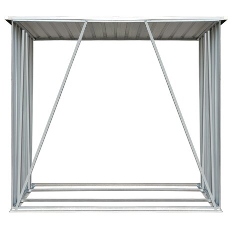 Haardhoutschuur 163x83x154 cm gegalvaniseerd staal grijs   4