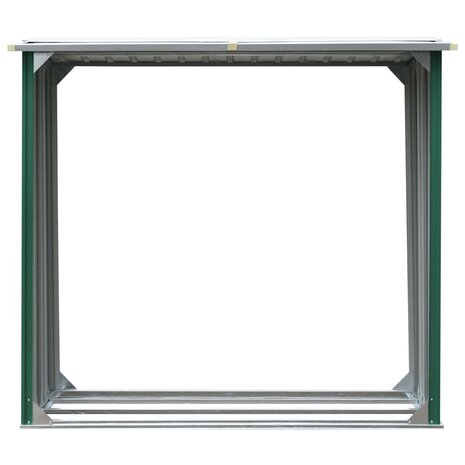 Haardhoutschuur 172x91x154 cm gegalvaniseerd staal groen 3