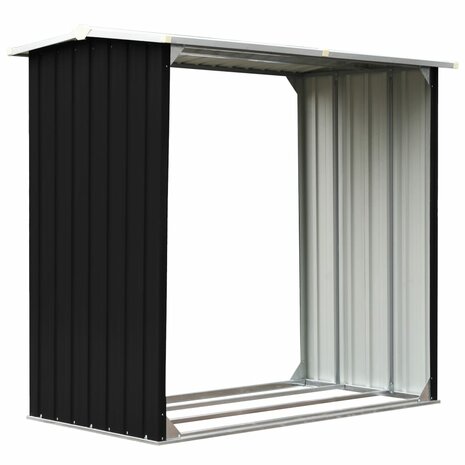 Haardhoutschuur 172x91x154 cm gegalvaniseerd staal antraciet 2