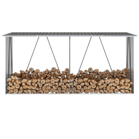 Haardhoutschuur 330x84x152 cm gegalvaniseerd staal antraciet   1