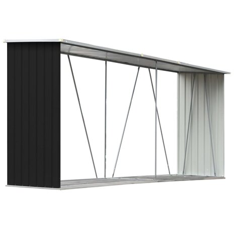Haardhoutschuur 330x84x152 cm gegalvaniseerd staal antraciet   2