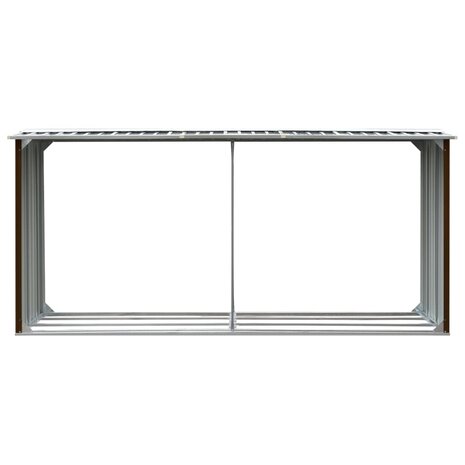 Haardhoutschuur 330x92x153 cm gegalvaniseerd staal bruin 3