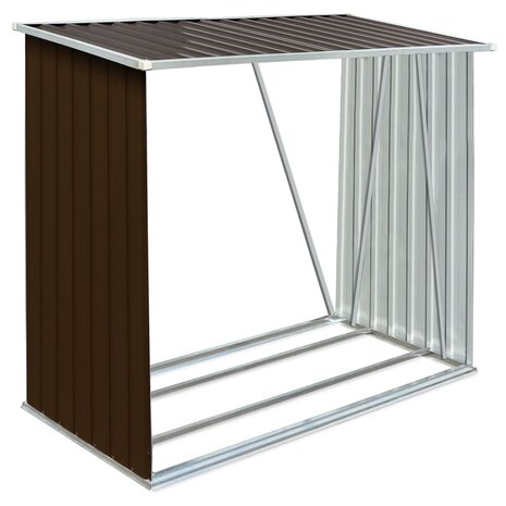 Haardhoutschuur 163x83x154 cm gegalvaniseerd staal bruin 2