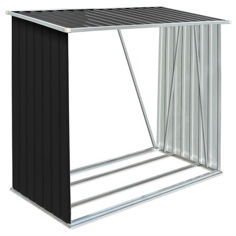 Haardhoutschuur 163x83x154 cm gegalvaniseerd staal antraciet 2