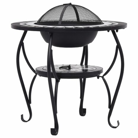 Vuurtafel mozaïek 68 cm keramiek zwart en wit 6