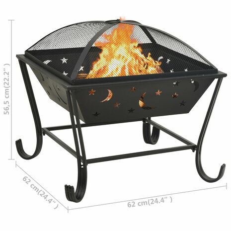 Vuurplaats met pook XXL 62 cm staal 8