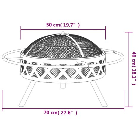 Vuurplaats met pook XXL 70 cm staal 7