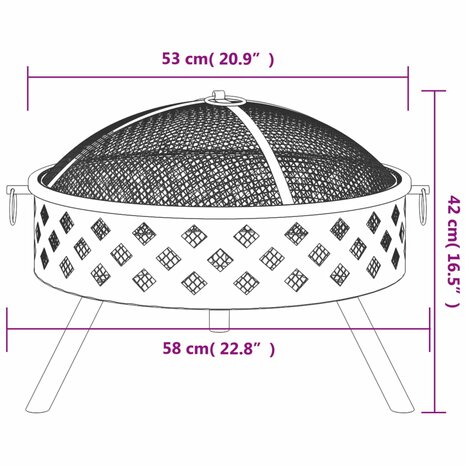 Vuurplaats met pook XXL 58 cm staal 7