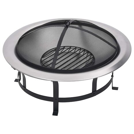 Tuinvuurplaats met grill 76 cm roestvrij staal 3
