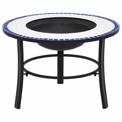 Vuurschaal mozaïek 68 cm keramiek blauw en wit 1