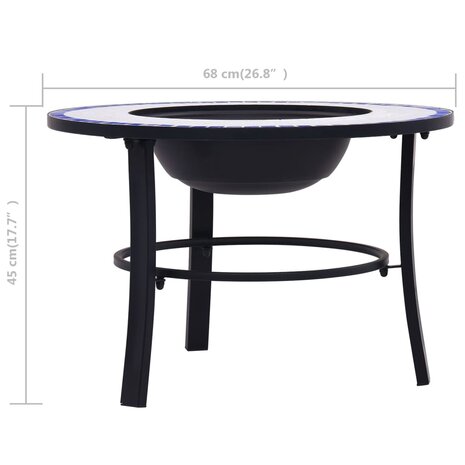 Vuurschaal mozaïek 68 cm keramiek blauw en wit 9