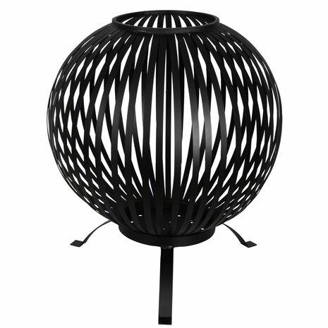 Esschert Design Vuurkorf balvormig strepen koolstofstaal zwart FF400 1