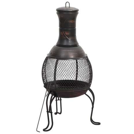 Tuinkachel met pook 39x39x90 cm staal 2