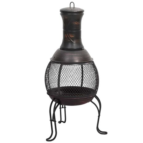Tuinkachel met pook 39x39x90 cm staal 3