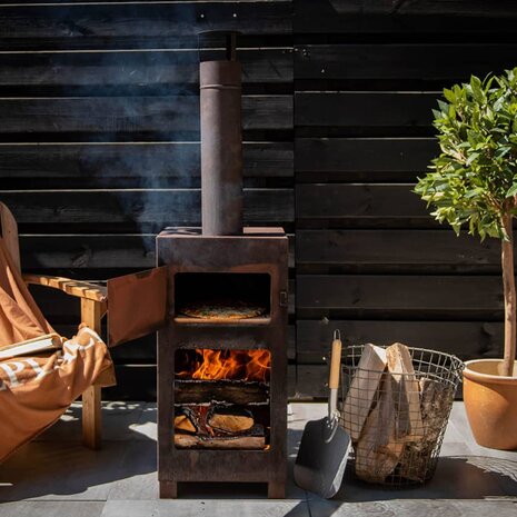 Esschert Design Terraskachel met pizzaoven roestkleurig 1