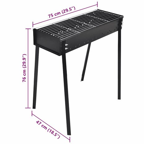 Houtskoolbarbecue staand vierkant 75x28 cm 5