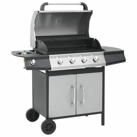 Gasbarbecue 4+1 kookzone staal en roestvrij staal zwart zilver  1