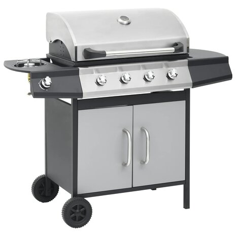 Gasbarbecue 4+1 kookzone staal en roestvrij staal zwart zilver  2