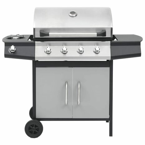 Gasbarbecue 4+1 kookzone staal en roestvrij staal zwart zilver  3