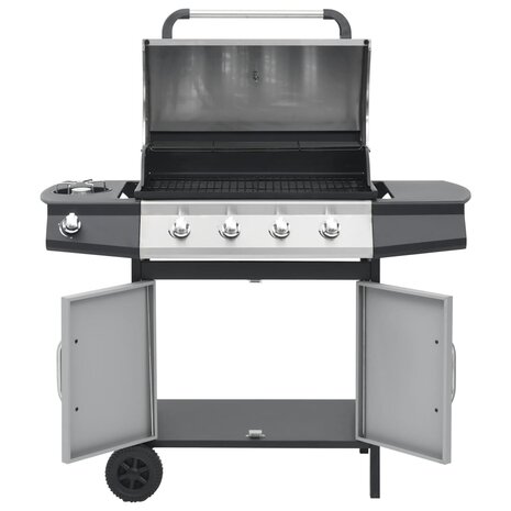 Gasbarbecue 4+1 kookzone staal en roestvrij staal zwart zilver  4
