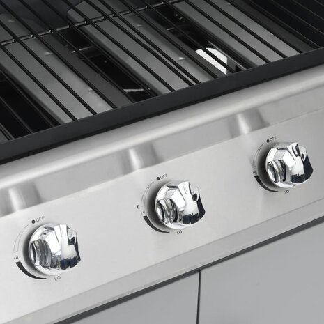 Gasbarbecue 4+1 kookzone staal en roestvrij staal zwart zilver  9