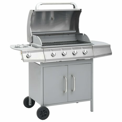 Gasbarbecue 4+1 kookzone roestvrij staal zilverkleurig  1