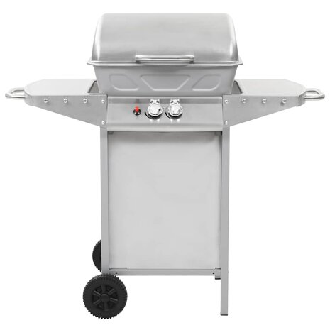 Gasbarbecue en grill met 2 kookzones roestvrij staal zilver 3