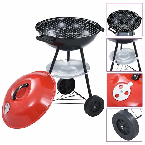 Kogelbarbecue houtskool met wieltjes XXL 44 cm 3