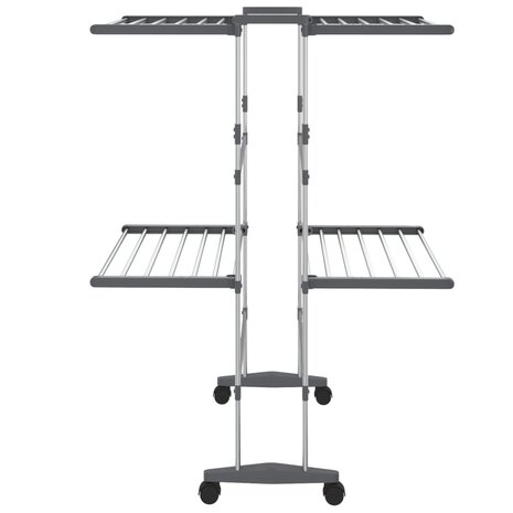 Droogrek 2-laags met wieltjes 60x70x106 cm zilverkleurig 4