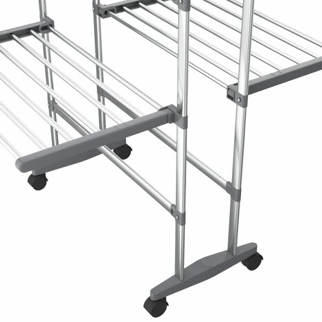 Droogrek 2-laags met wieltjes 60x70x106 cm zilverkleurig 6