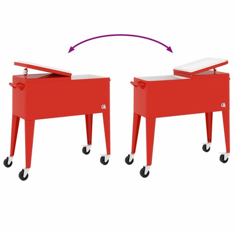 Koelbox op wielen 92x43x89 cm rood 7
