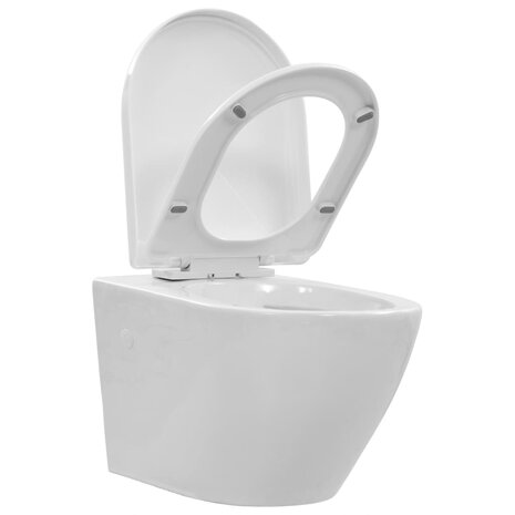 Hangend toilet randloos keramiek wit 3