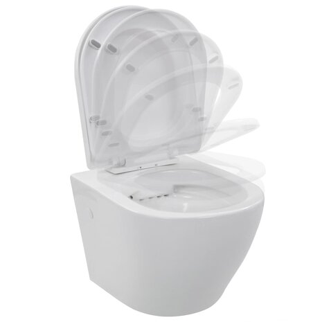 Hangend toilet randloos keramiek wit 6