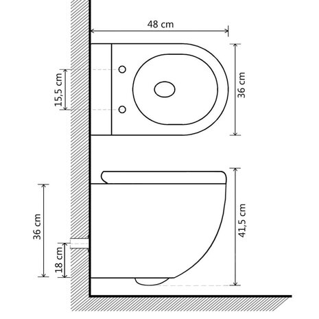 Hangend toilet randloos keramiek wit 9