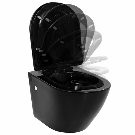 Hangend toilet randloos keramiek zwart 3