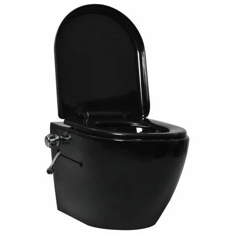 Hangend toilet randloos met bidetfunctie keramiek zwart 2